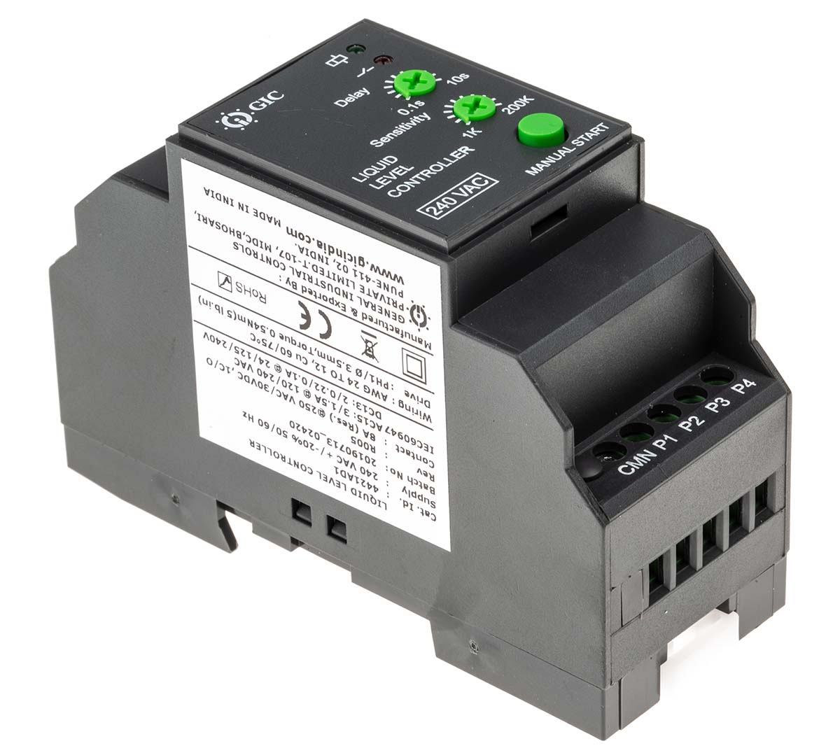 GIC 44 Series Level Controller -, DIN Rail Voltage Input 240V ac-Rated Relay