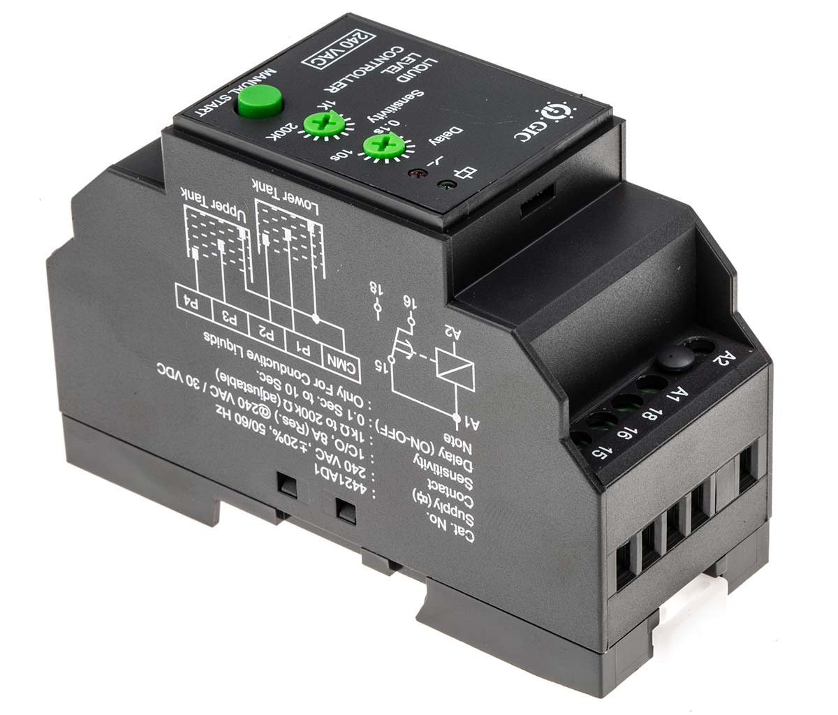 4421ad1 GIC 44 Series Level Controller -, DIN Rail Voltage Input 240V ac-Rated Relay