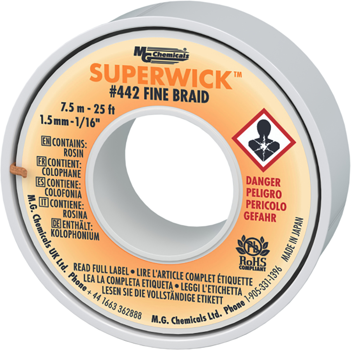 Super Wick 7.5 m De-Soldering Braid, Width 1.5 mm