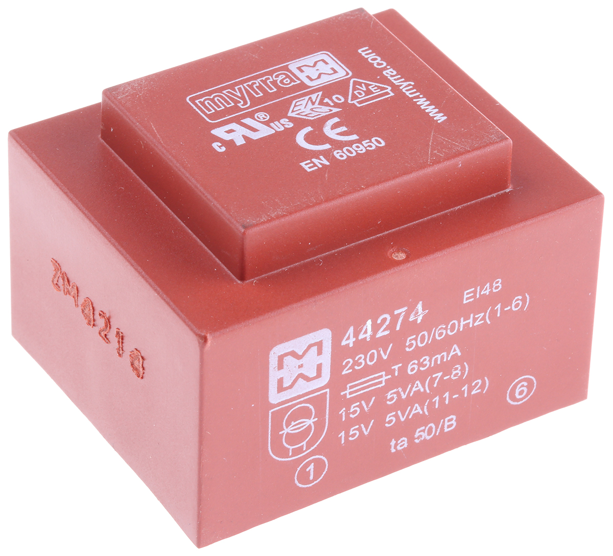 Myrra 15 V ac Through Hole PCB Transformer, EN 60950, EN 61558-2-6, UL 1585 10 VA