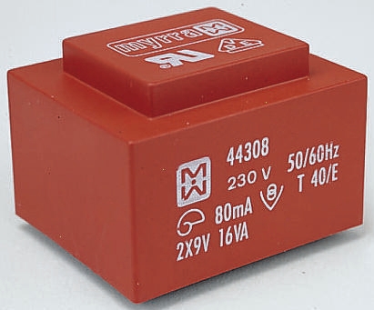 Myrra 6 V ac 2 Output Through Hole PCB Transformer, EN 60950, UL 1585, EN 61558-2-6 16 VA