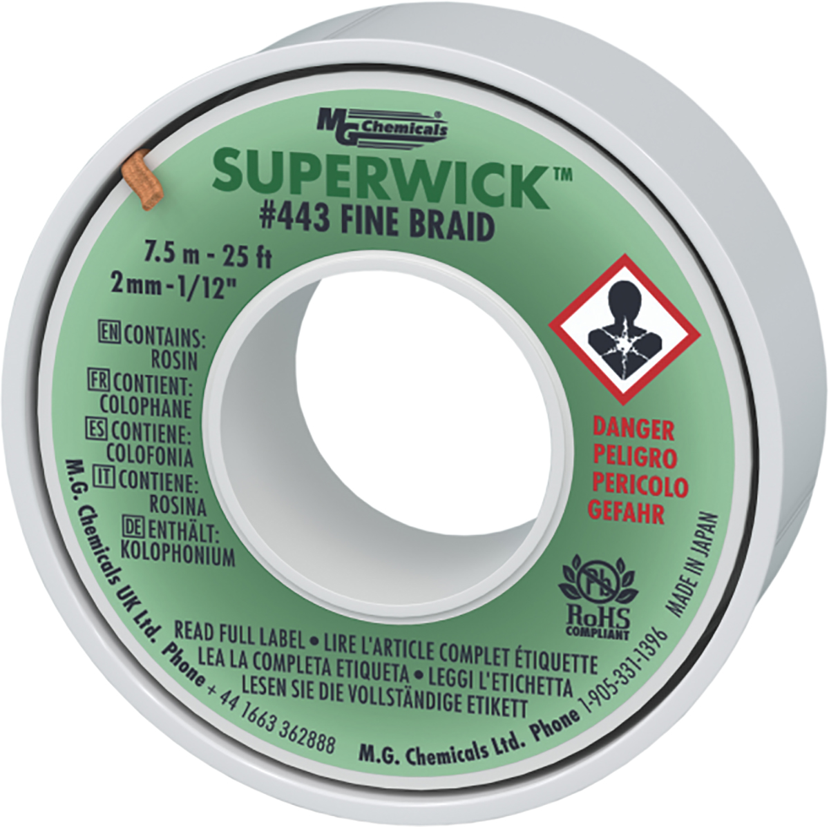 Super Wick 7.5 m De-Soldering Braid, Width 2 mm