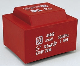 Myrra 9 V ac 2 Output Through Hole PCB Transformer, EN 61558-2-6EN 60950UL 1585CEI 85CEI 126VDE EN 61558-2-6 22 VA