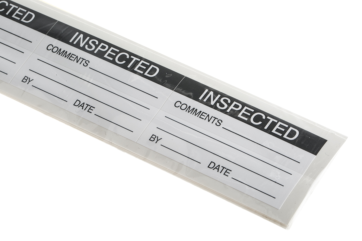 RS PRO Adhesive Pre-Printed Adhesive Label-Inspected By-. Quantity: 30 Per Pack
