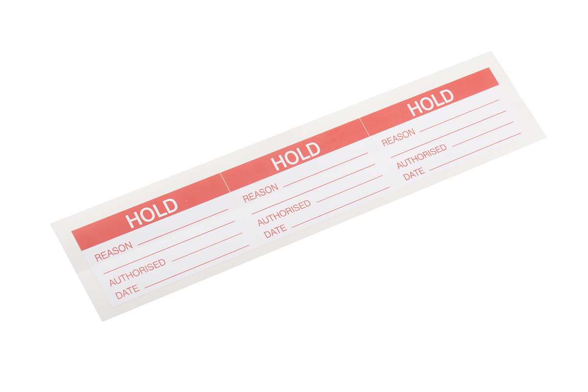 RS PRO Adhesive Pre-Printed Adhesive Label-Hold-. Quantity: 30 Per Pack