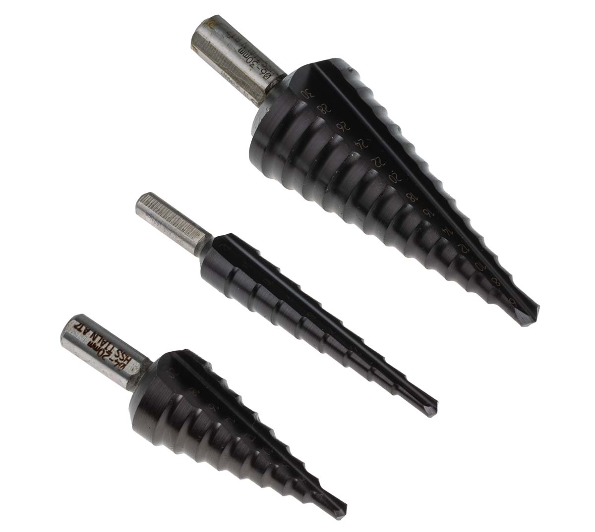 4450071 EXACT 3-Piece Step Set for Metal, 30 mm Max, 4 mm Min, High Speed Steel Bits