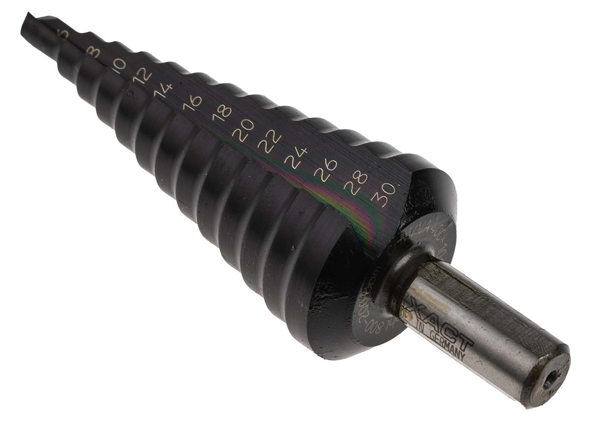 4450071 EXACT 3-Piece Step Set for Metal, 30 mm Max, 4 mm Min, High Speed Steel Bits