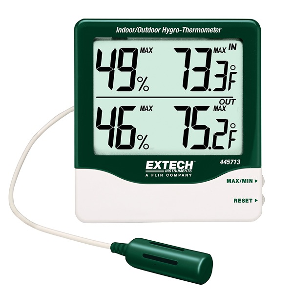 Extech 445713 Thermohygrometer 50 °C, ±5 %RH Accuracy, 60 °C Max, 99 %RH Max