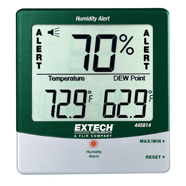Extech 445814 Thermohygrometer 60 °C, ±4 %RH Accuracy, 60 °C Max, 99 %RH Max