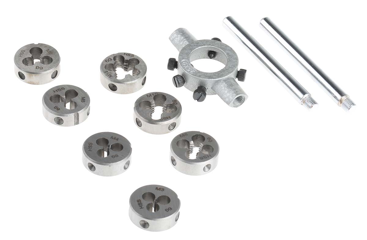 EVENTUS 8-Piece Die Set, M3 - M12 Taps, M3 - M12 Dies
