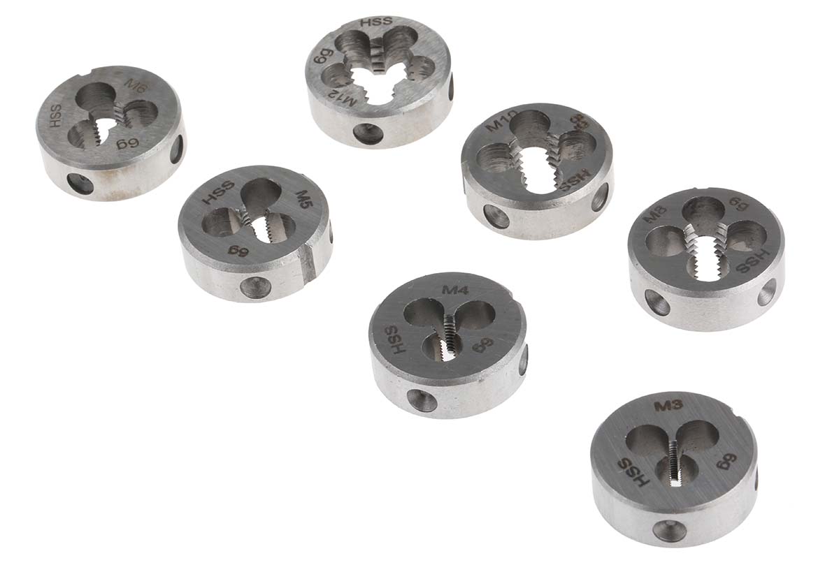 4470418 EVENTUS 8-Piece Die Set, M3 - M12 Taps, M3 - M12 Dies