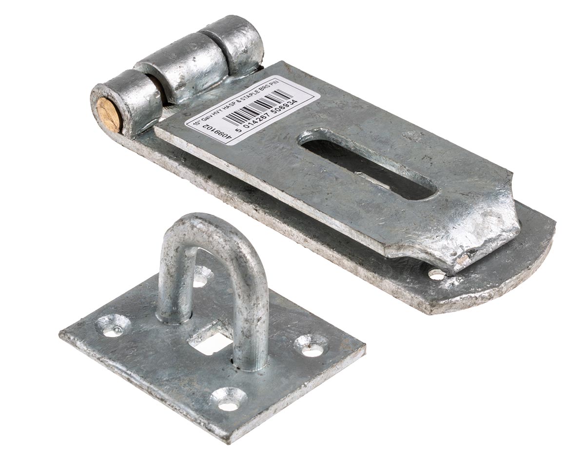 448-2327 RS PRO Steel Galvanised Hasp & Staple 54mm 254 mm