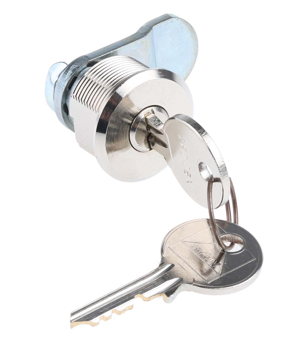 44880010 Steinbach & Vollman Brass Tumbler Lock, 20 mm Panel-to-Tongue 18.2 x 22.2 mm, Key Unlock