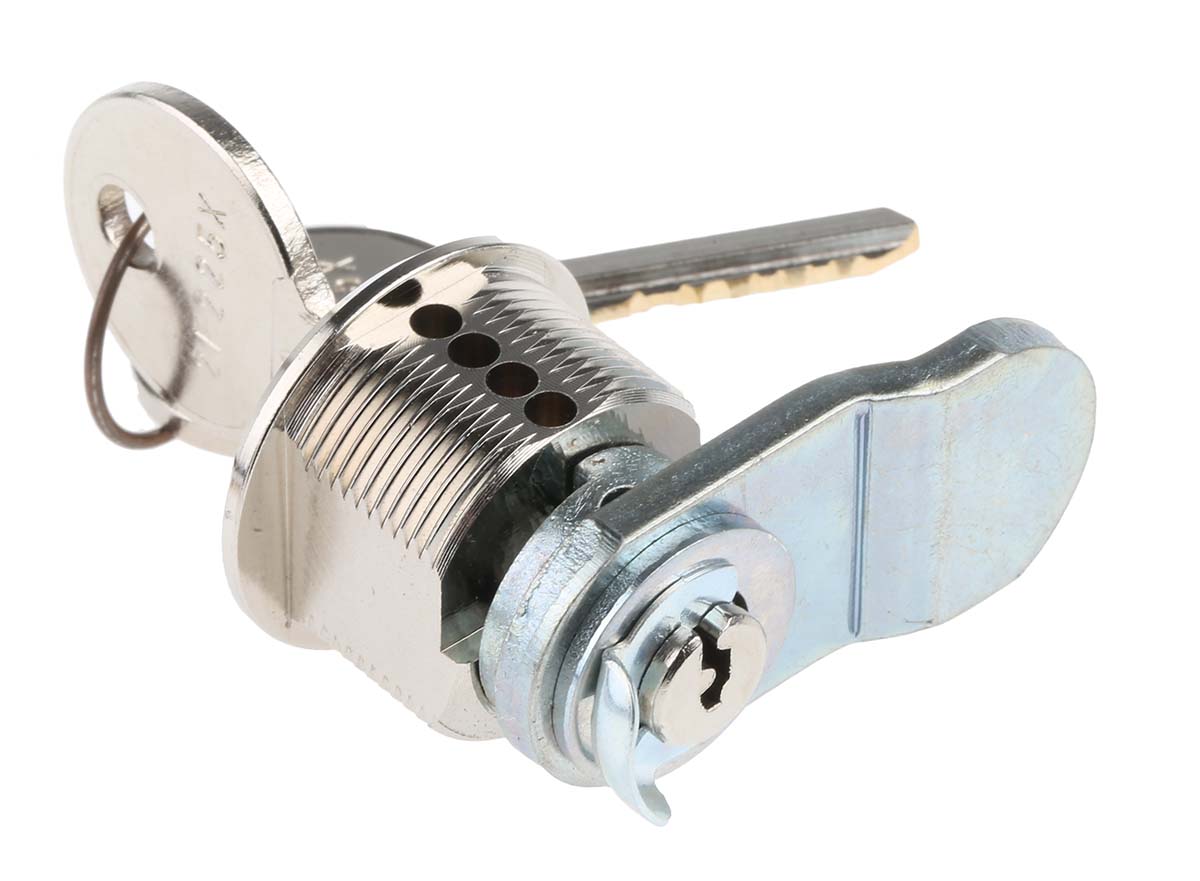 44880010 Steinbach & Vollman Brass Tumbler Lock, 20 mm Panel-to-Tongue 18.2 x 22.2 mm, Key Unlock