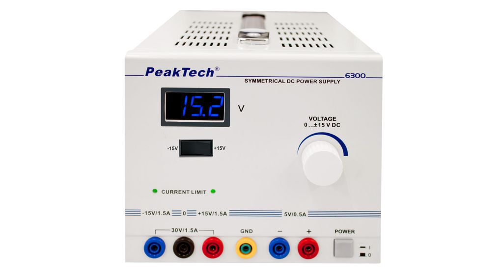 PeakTech 6300 Series Digital Laboratory Power Supply, 0 → 30V dc, 1.5A, 2-Output, 45W