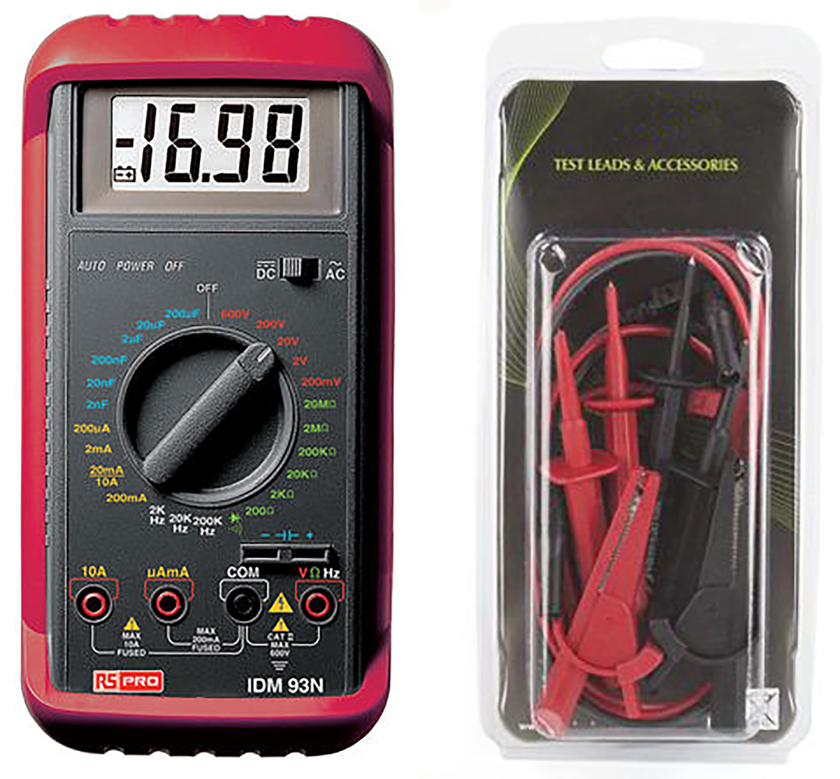 RS PRO Handheld Digital Multimeter, 10A ac Max, 10A dc Max, 600V ac Max