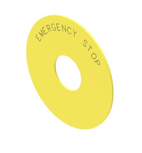 EAOLegend Plate for Use with Push Button, Pre-printed "Emergency Stop