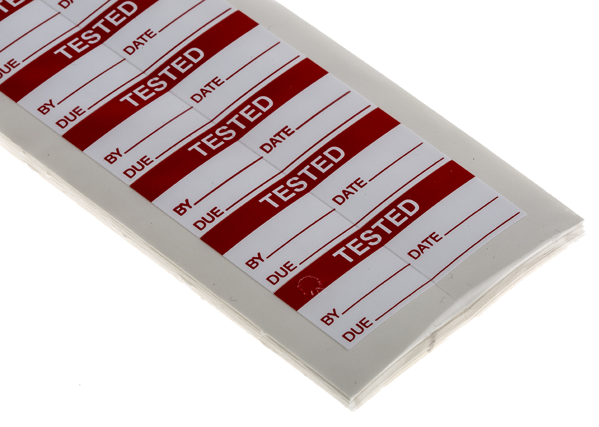 RS PRO Adhesive Pre-Printed Adhesive Label-Tested-. Quantity: 140 Per Pack