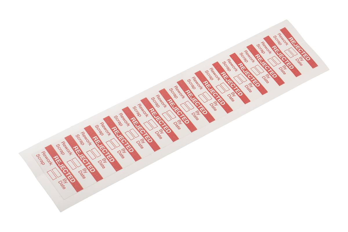 RS PRO Adhesive Pre-Printed Adhesive Label-Rejected-. Quantity: 140 Per Pack