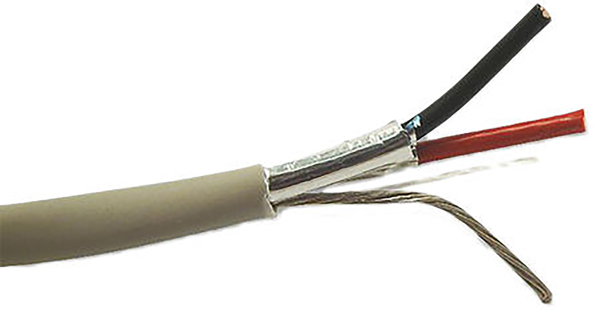 Belden 4500FE Control Cable, 2 Cores, 0.33mm² 22 AWG, Screened, 100 m, Grey Polypropylene Sheath