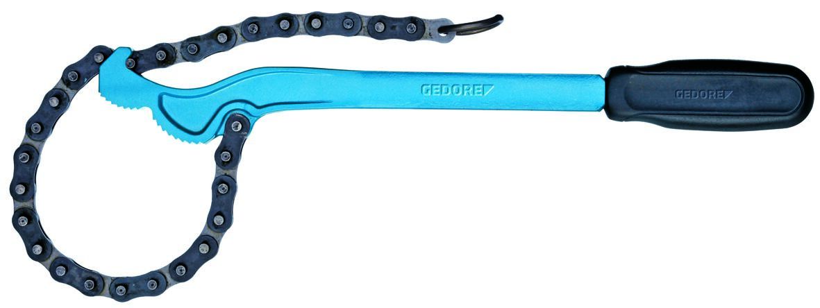 Gedore Chain Pipe, 355 mm Overall, 17 to 114 mm Jaw Capacity, Plastic Handle