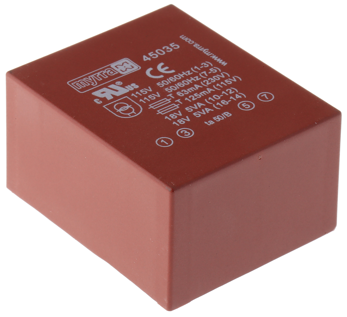 Myrra 18 V ac 2 Output Through Hole PCB Transformer, UL506, VDE EN 61558-2-6, UL 1585, EN 61558-2-6, CEI 85, CEI 126, EN