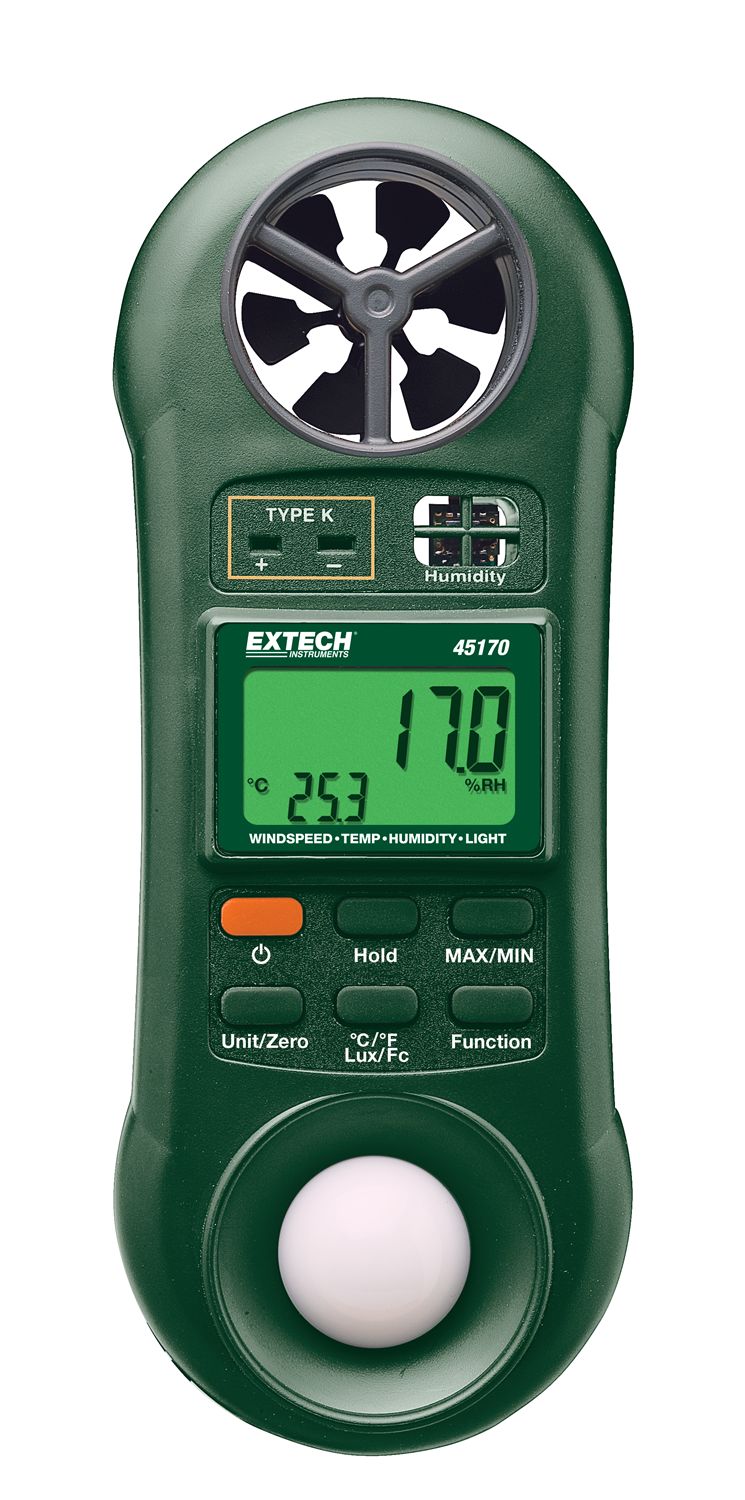 Extech 45170 Rotary Vane Anemometer, Measures Air Velocity, 30 m/s