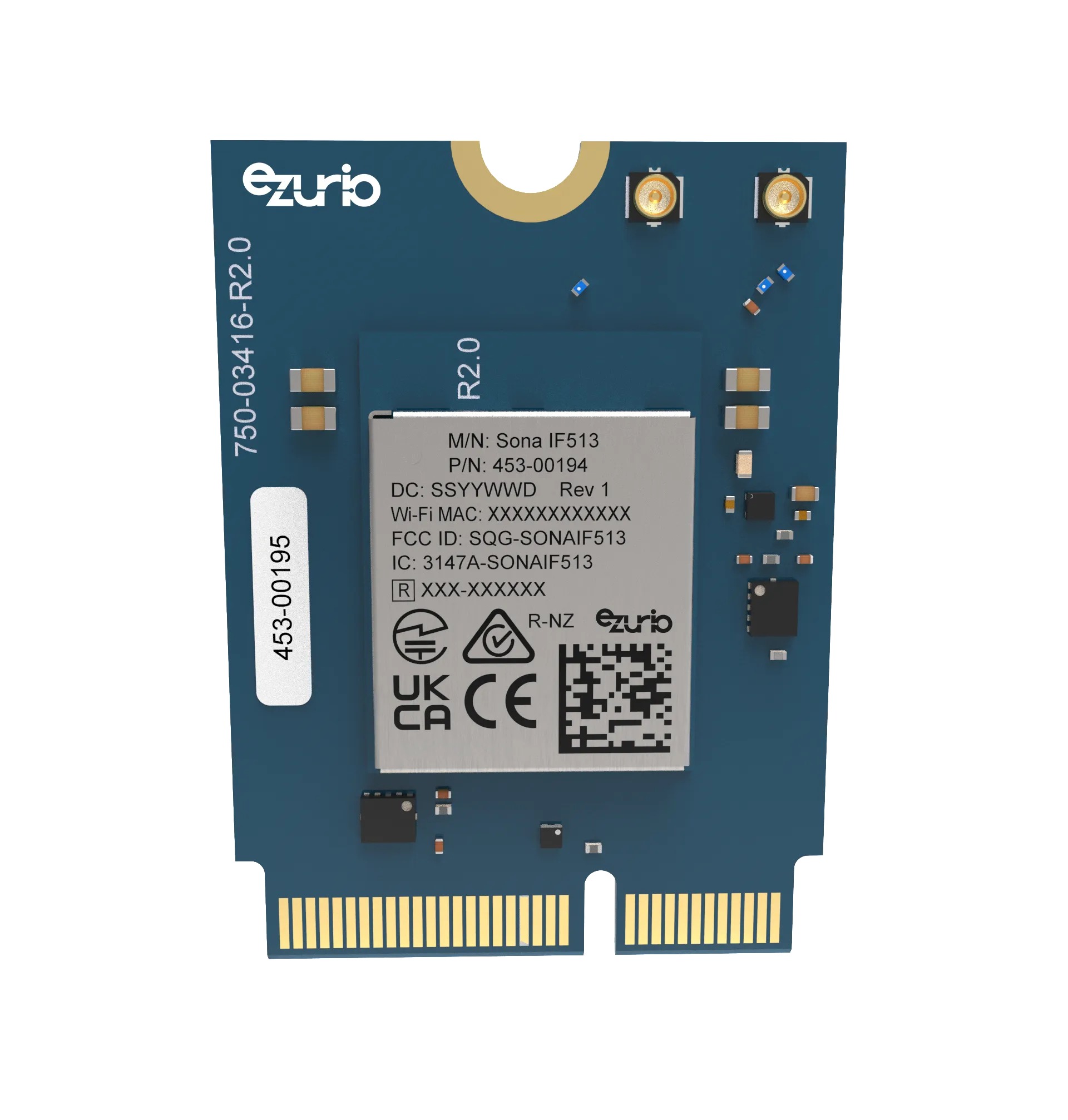 Ezurio 453-00195 3.5 V WiFi Module, 5.2, 5.4, 4.2, Bluetooth 2.1 EDR, 5.1, 5.0, 4, IEEE 802.11a/b/g/n/ac/ax, 5.3