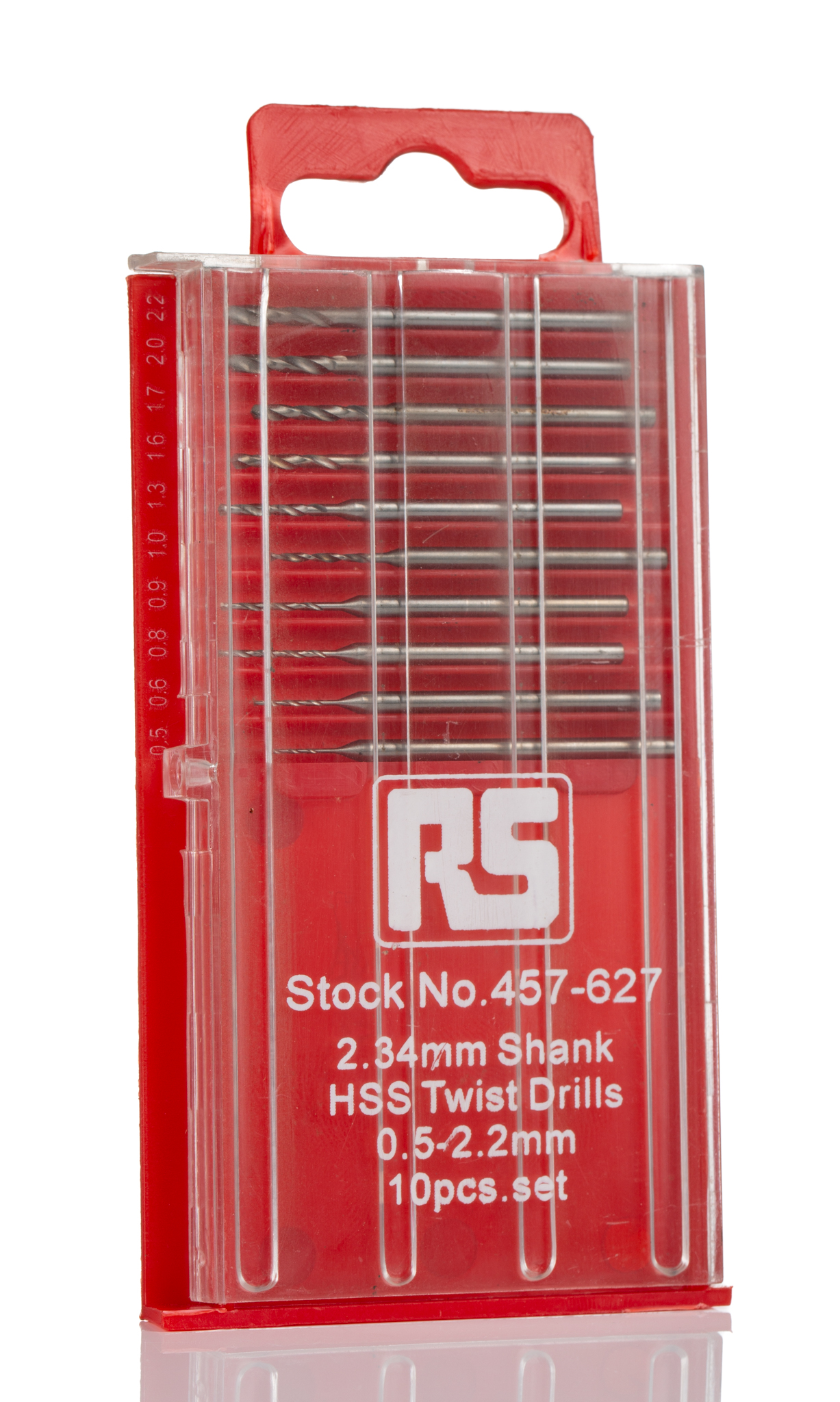 457-627 RS PRO 10-Piece Twist Set for Multi-Material, 2.2 mm Max, 0.5 mm Min, HSS Bits