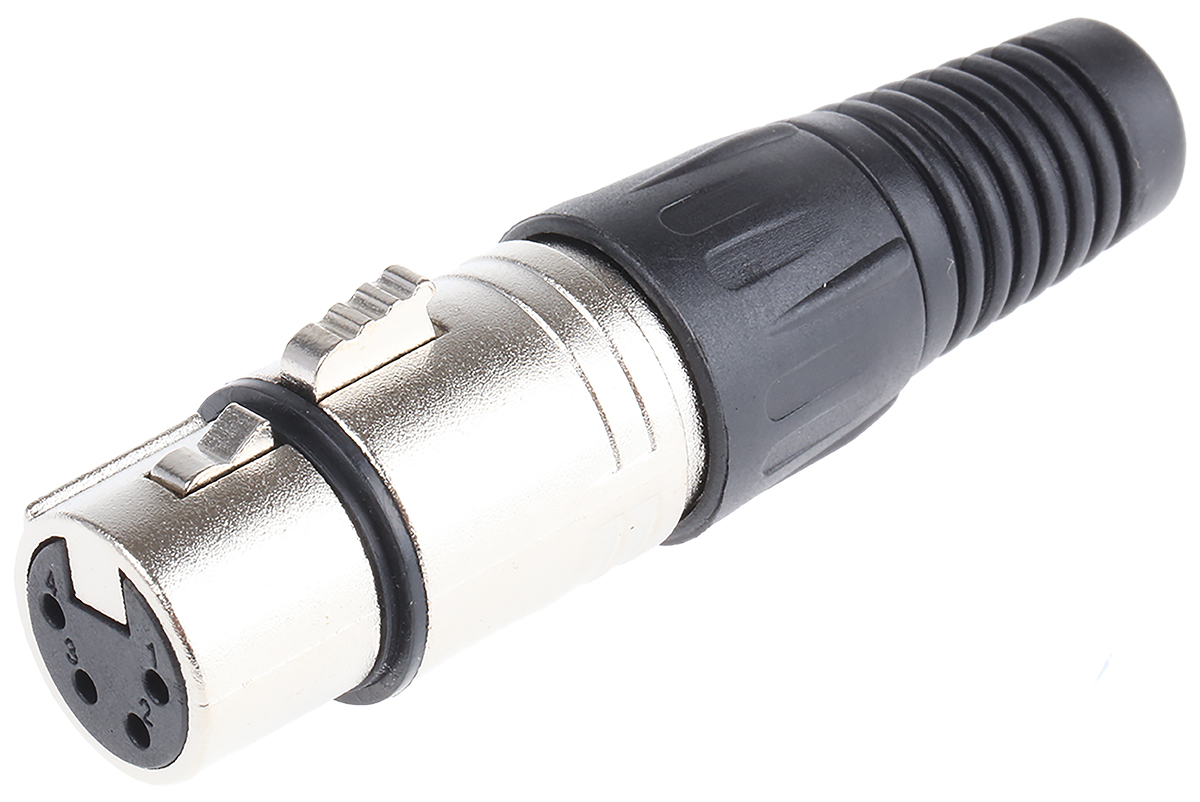 RS PRO Cable XLR Connector, Straight, 250V ac Female, 4 Way, Silver Plating