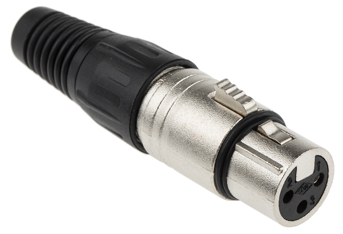 RS PRO Cable XLR Connector, Straight, 250V ac Female, 3 Way, Silver Plating