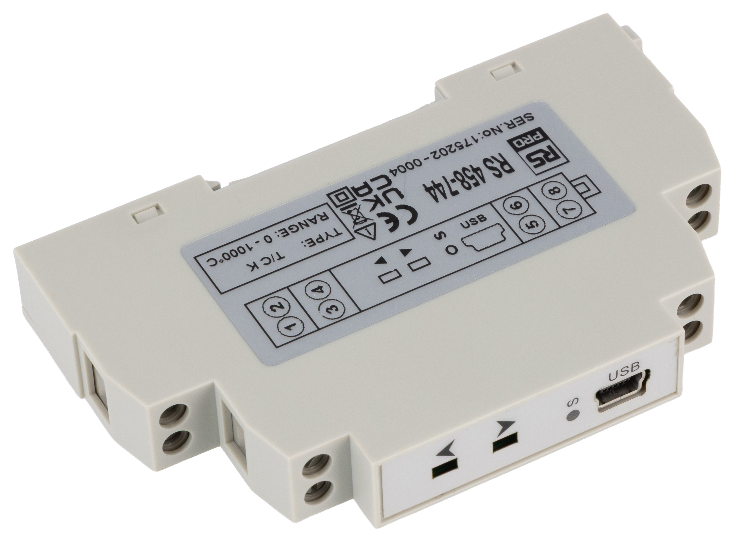 458-744 RS PRO Temperature Transmitter K Type Thermocouple Input 30V dc, 70 °C, 30 °C