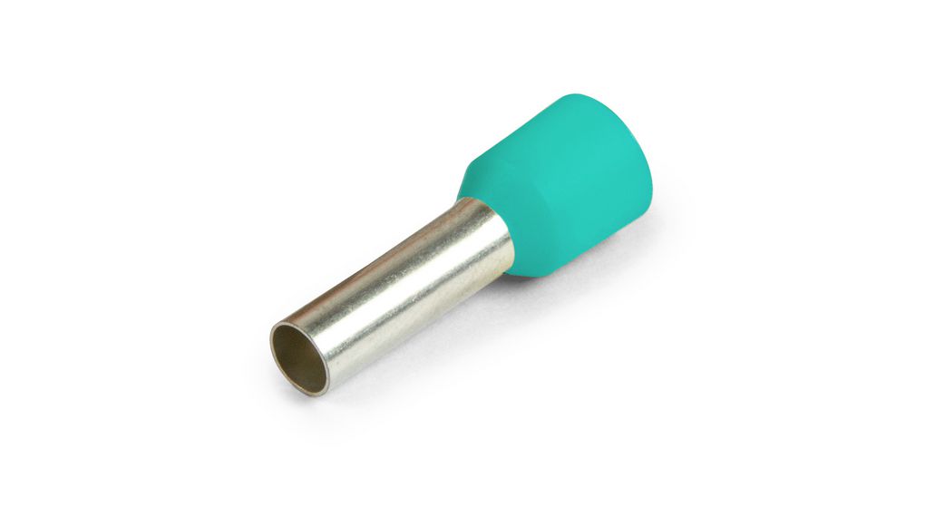 Vogt Insulated Bootlace Ferrule, 6 mm Pin Length, 0.8 mm Pin Diameter, Turquoise from 26 AWG to 24 AWG Wire Size