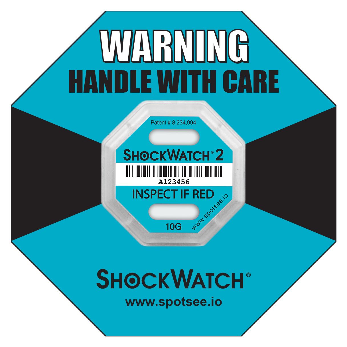 SpotSee Shock Label ShockWatch2 6.35 mm x 42.93mm, 10 Per Pack