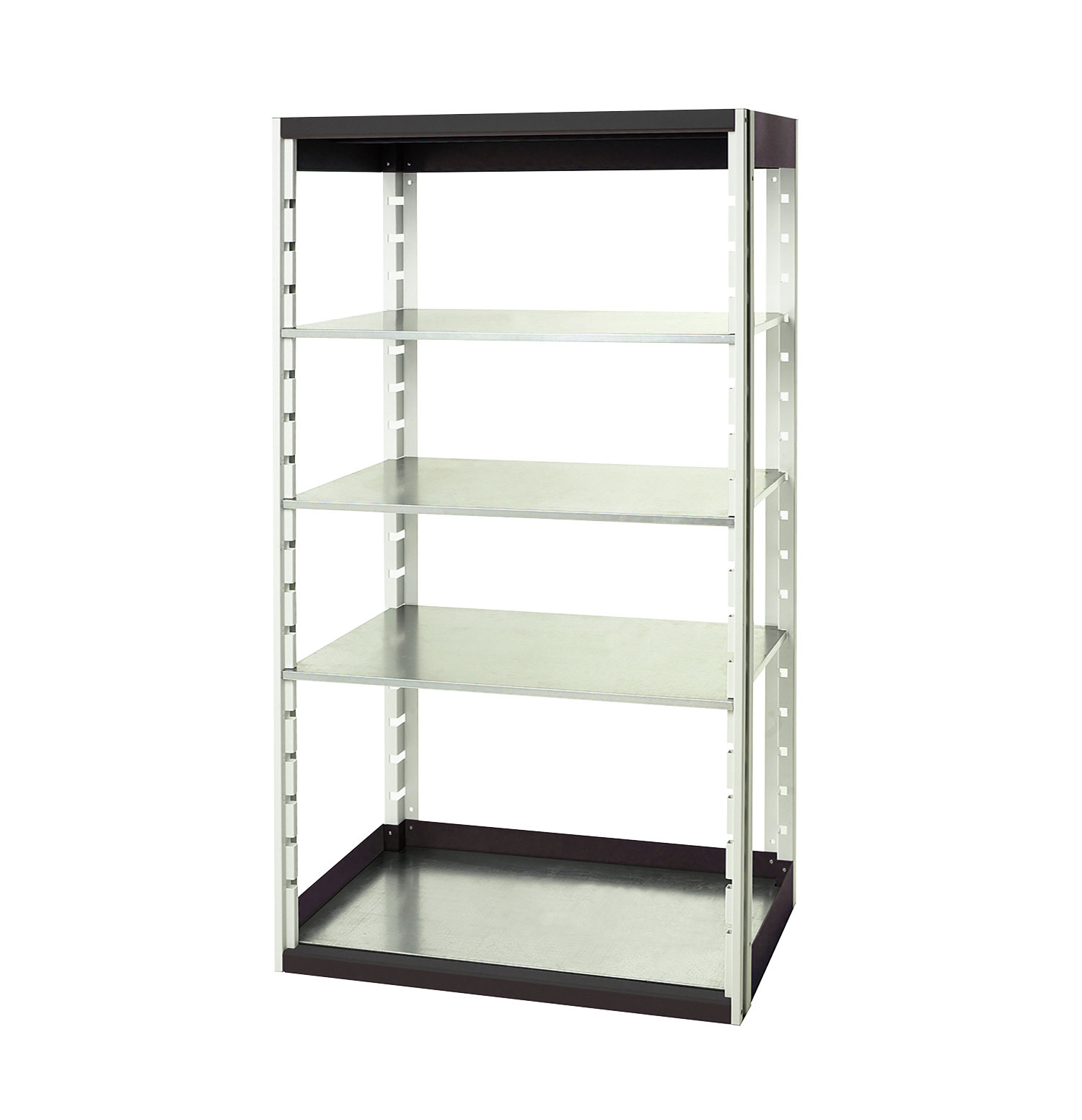 Bott Grey 4 Shelf Sheet Steel Shelving System Upright Frames, 2000 mm x 1050mm, 650 mm, 75 kg Load
