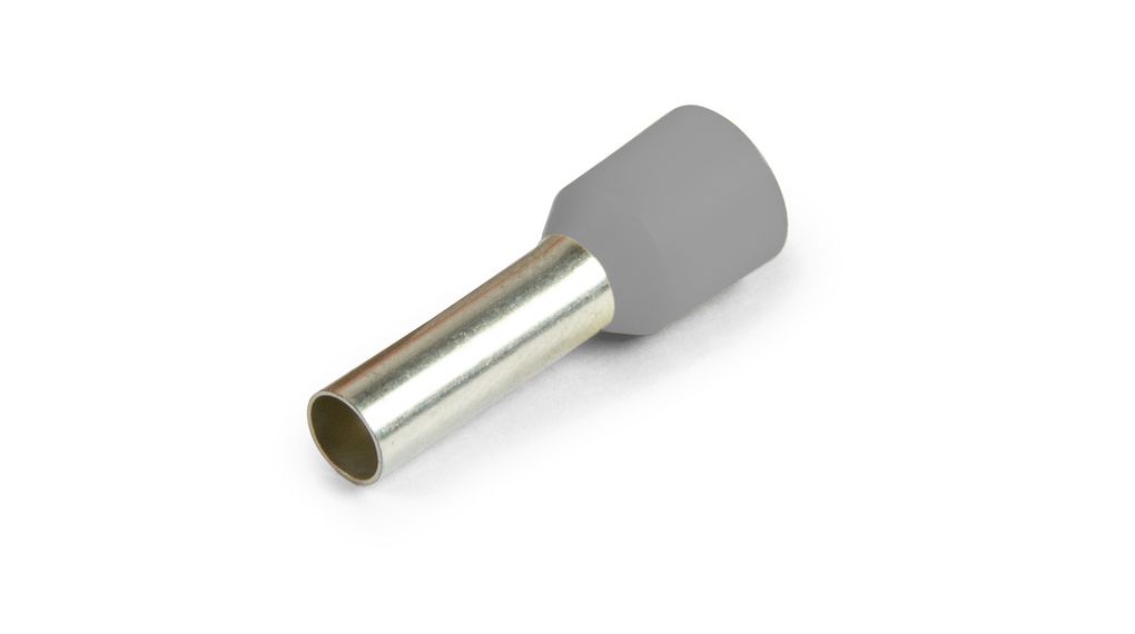 Vogt Insulated Bootlace Ferrule, 9 mm Pin Length, 2.8 mm Pin Diameter, Grey from 26 AWG to 12 AWG Wire Size