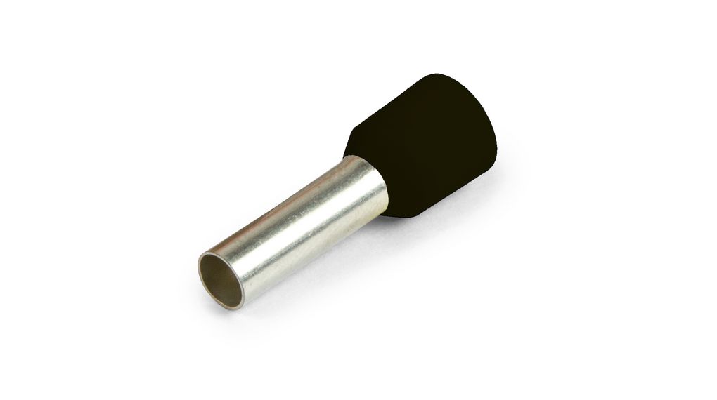 Vogt Insulated Bootlace Ferrule, 12 mm Pin Length, 3.5 mm Pin Diameter, Black from 10 AWG