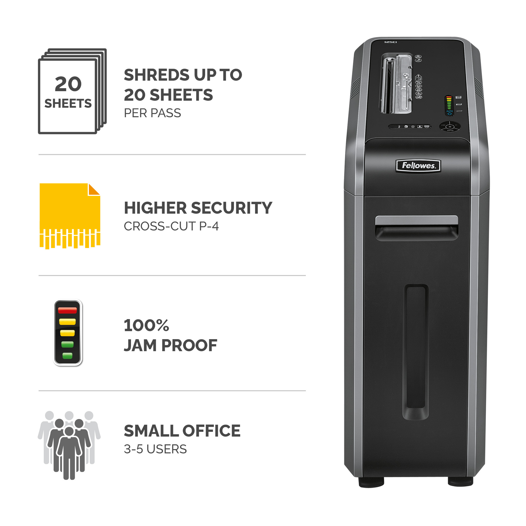 4612101 Fellowes Powershred Powershred 125Ci 53 L Cross Shredder