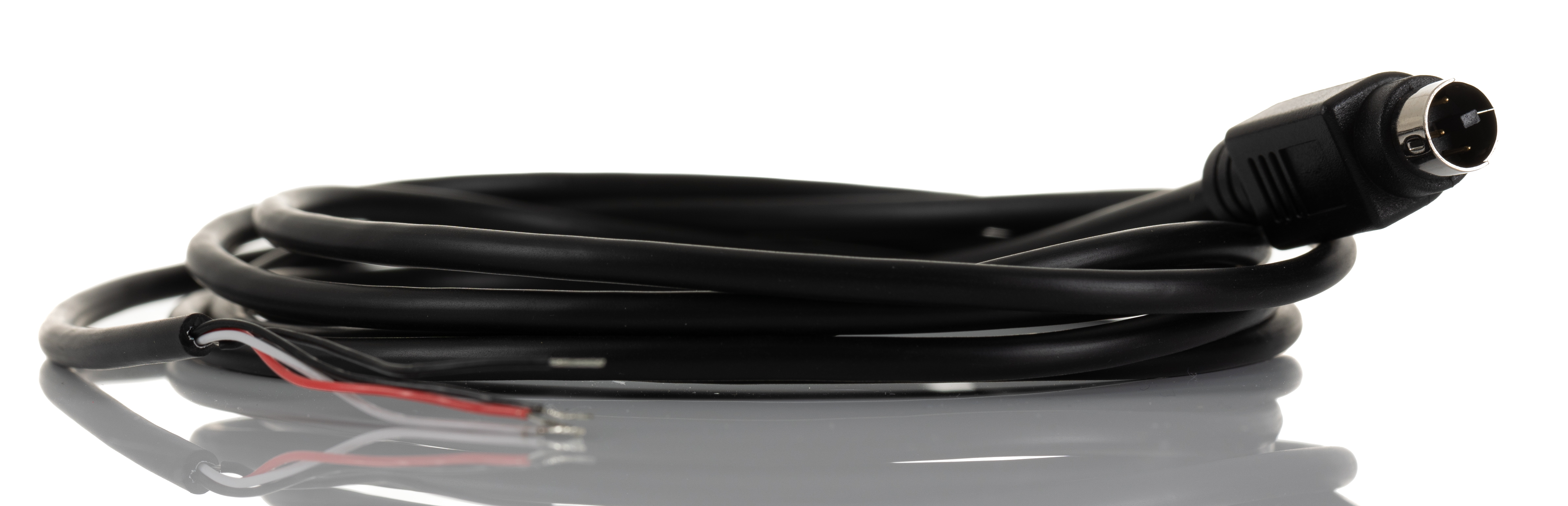 RS PRO Male Mini DIN to Unterminated Black DIN Cable 2 m