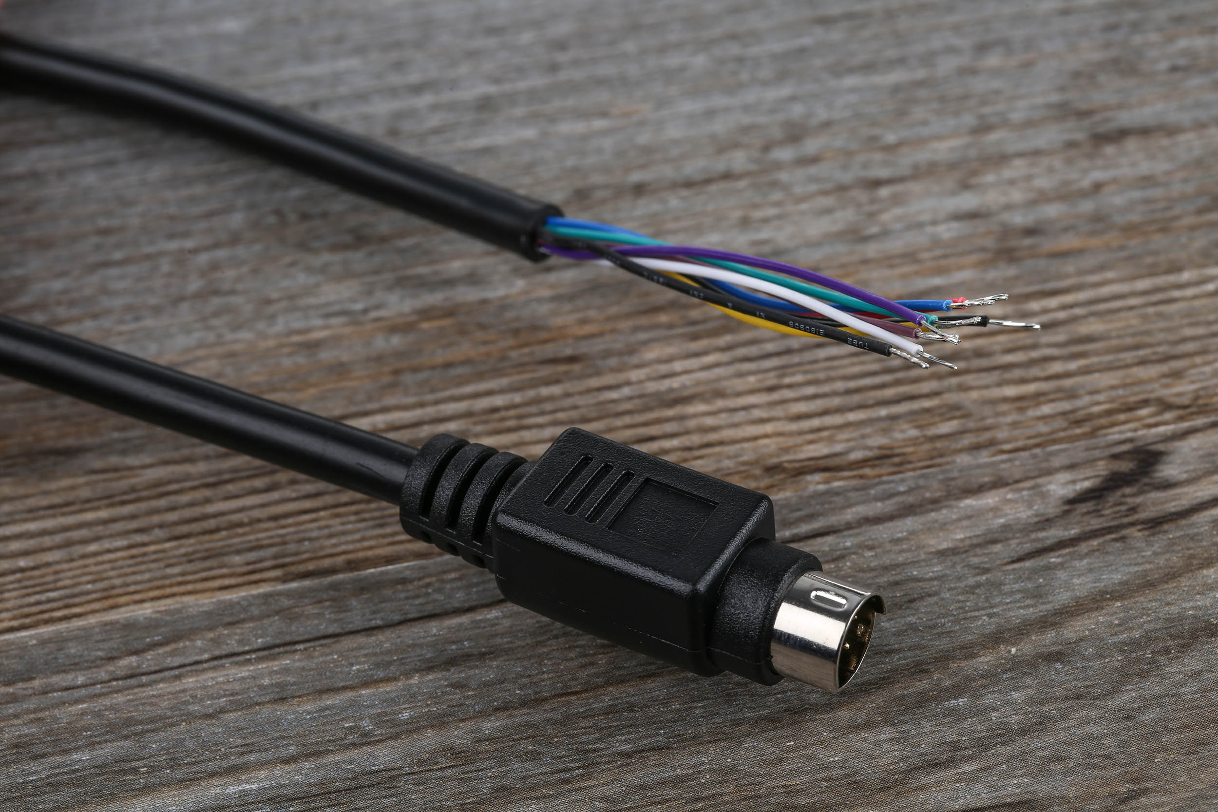 RS PRO Male Plug to Free End Black DIN Cable 2 m