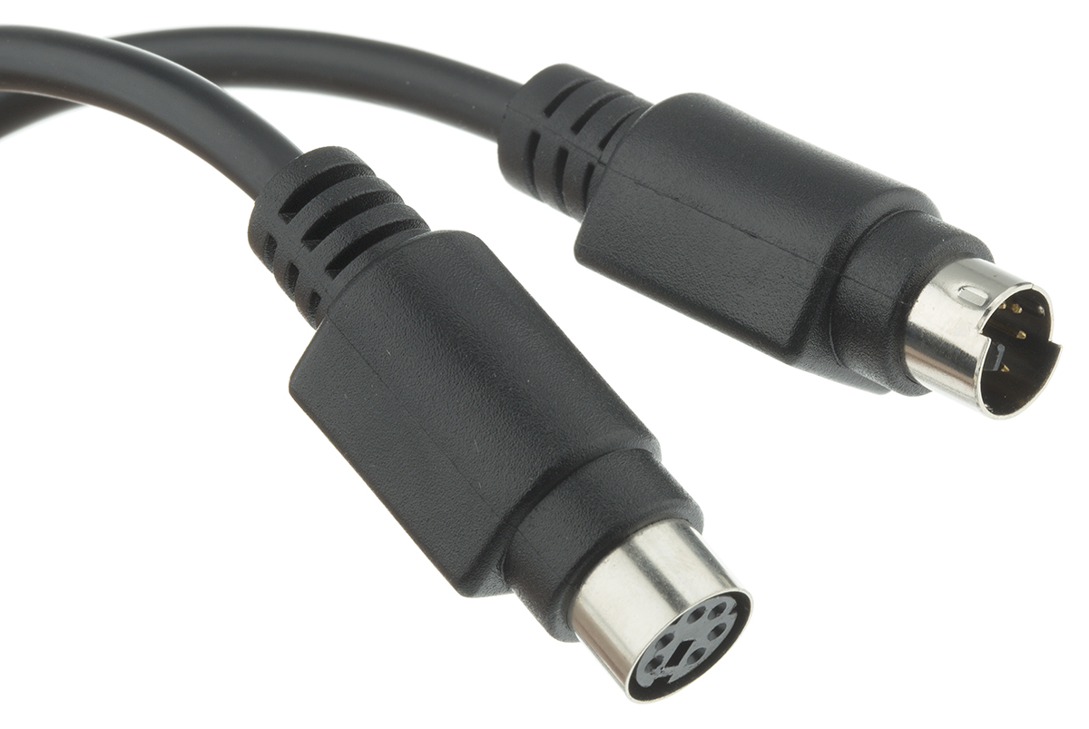 463-546 RS PRO, PS/2 Cable Black Polyvinyl Chloride 2 m