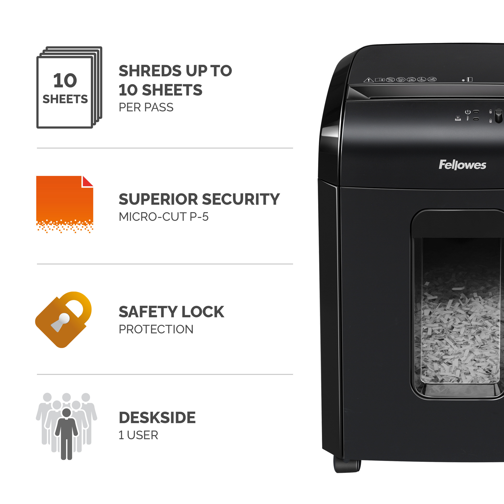 4630701 Fellowes Powershred, Powershred 10M Powershred 10M 19 L Mini Shredder
