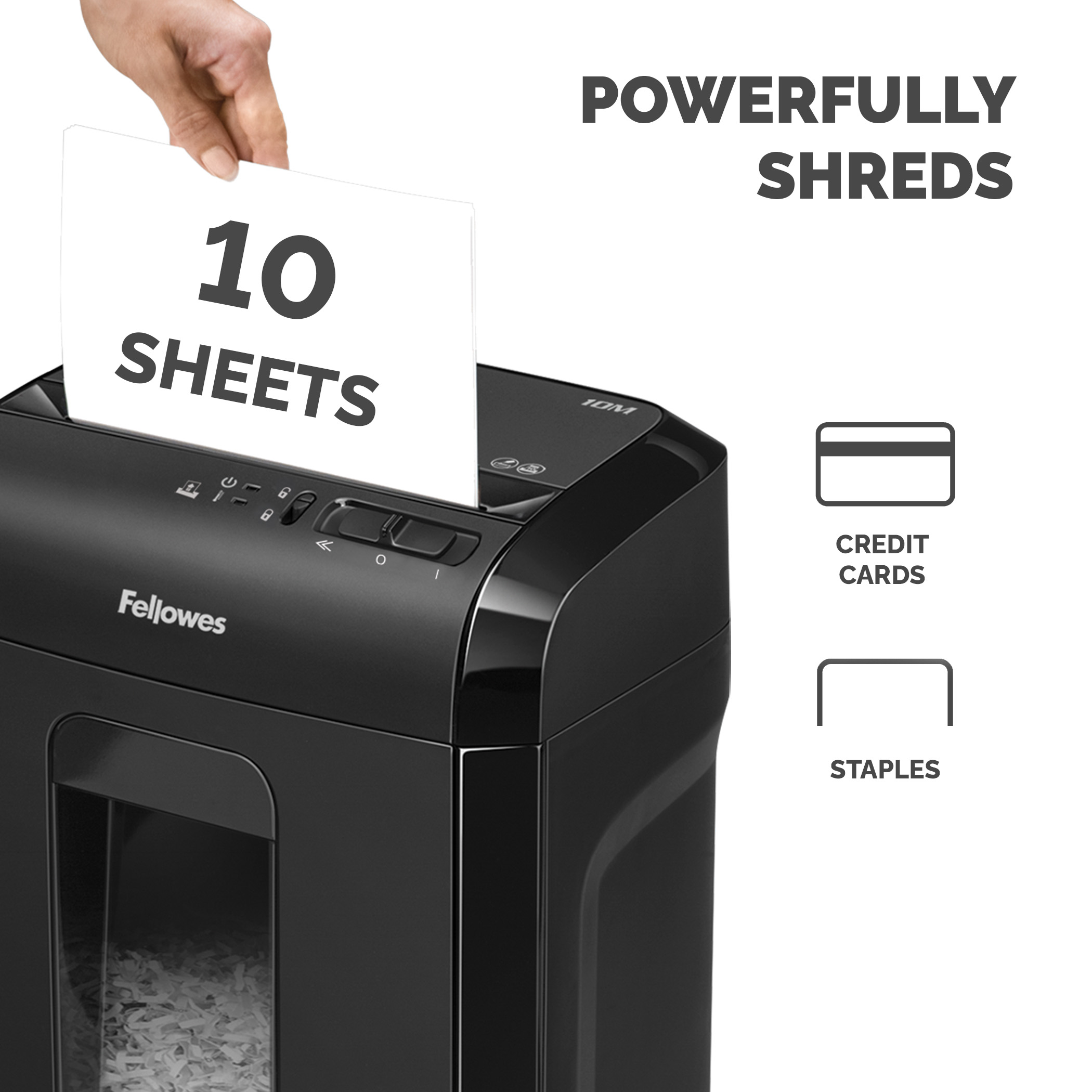 4630701 Fellowes Powershred, Powershred 10M Powershred 10M 19 L Mini Shredder