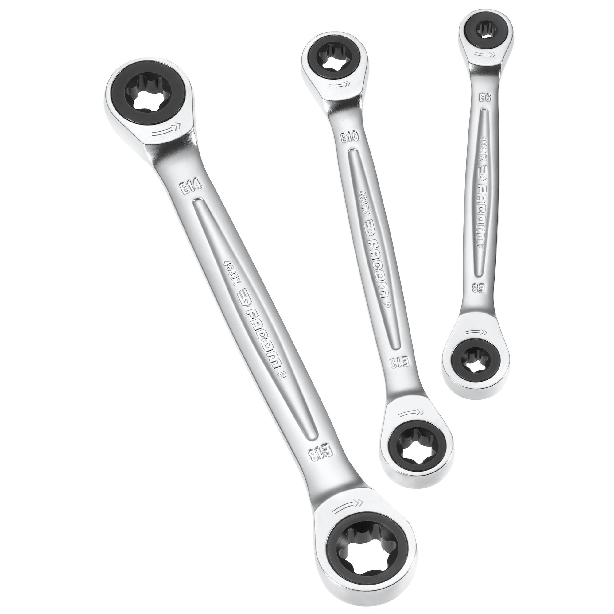 Facom 3-Piece Ring Spanner Set, E10 x E12 mm, E14 x E18 mm, E6 x E8