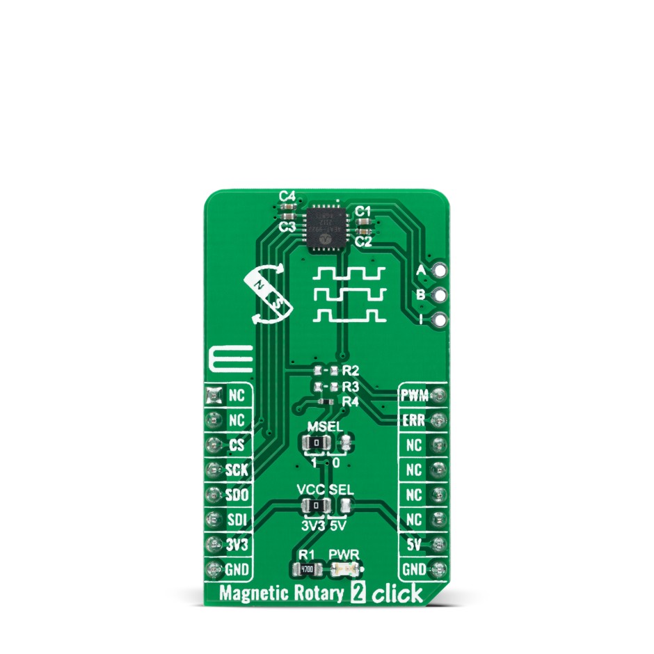 MikroElektronika Magnetic Rotary 2 Click 3D Magnetic Sensor Add On Board for AEAT-9922 mikroBUS Socket