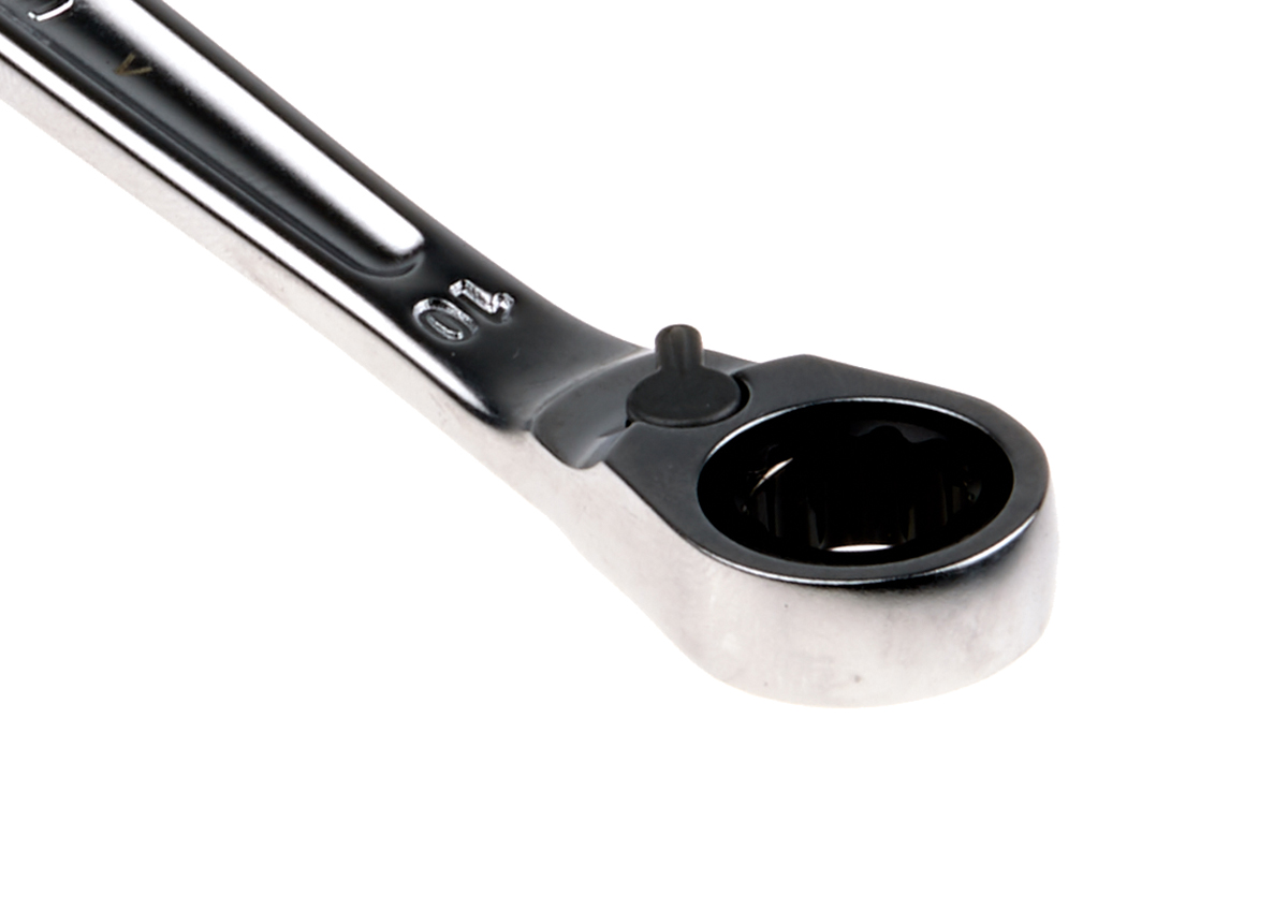 46710sls Facom Combination Ratchet Spanner Satin Chrome Height Safe, 158 mm Overall 10 mm
