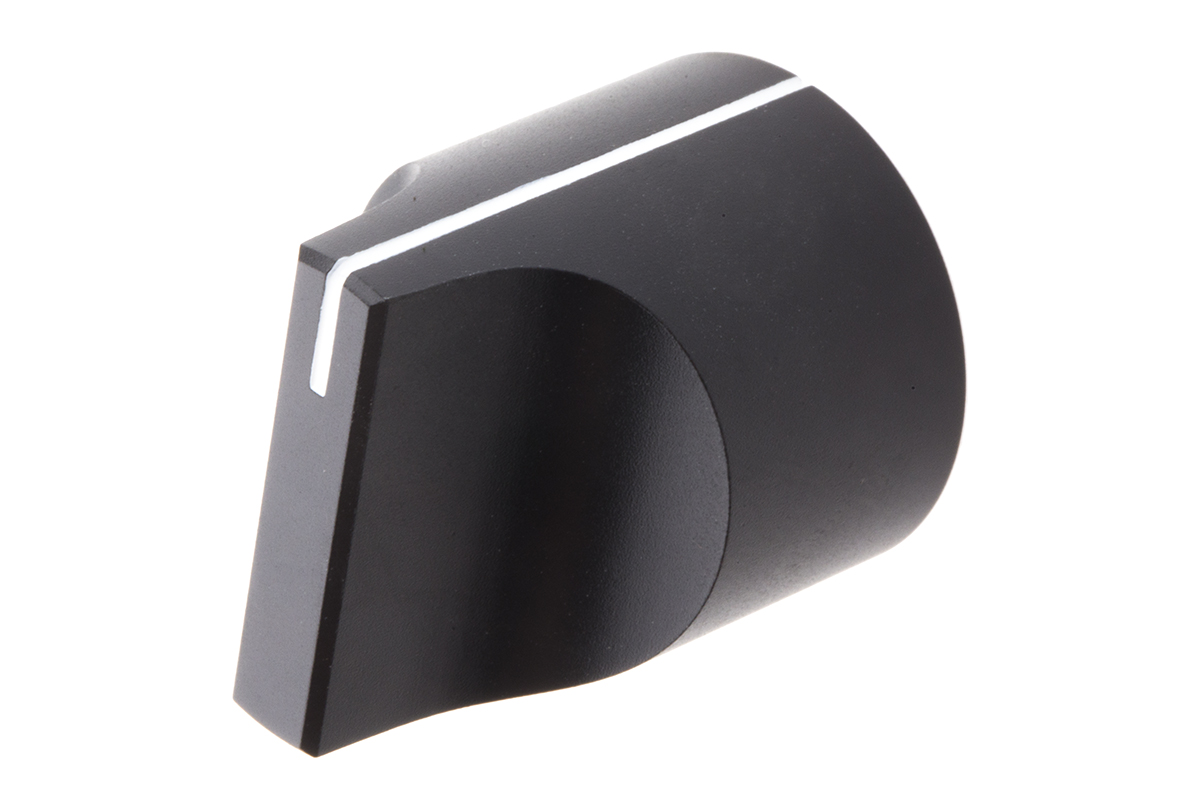 RS PRO 22 mm Knob Diameter Black Potentiometer Knob for 6 mm Shaft Screw Fix