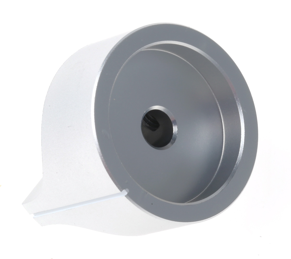 467-2520 RS PRO 31.8 mm Knob Diameter Silver Potentiometer Knob for 6 mm Shaft Screw Fix