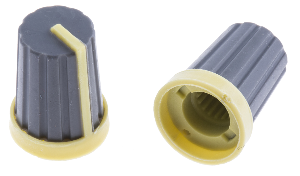 RS PRO 13 mm Knob Diameter Grey Potentiometer Knob for 6 mm Shaft Circular
