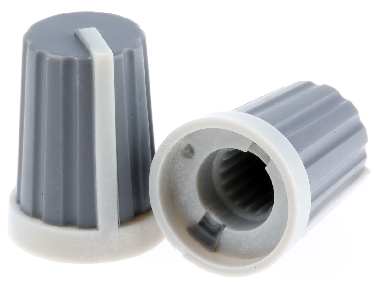 RS PRO 13 mm Knob Diameter Grey Potentiometer Knob for 6 mm Shaft Circular
